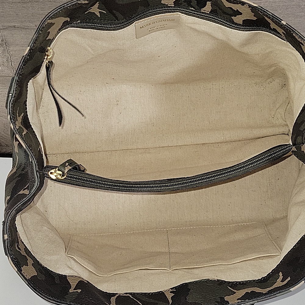Mark & Graham Green Camo Leather Tote Bag - Picture 11 of 15